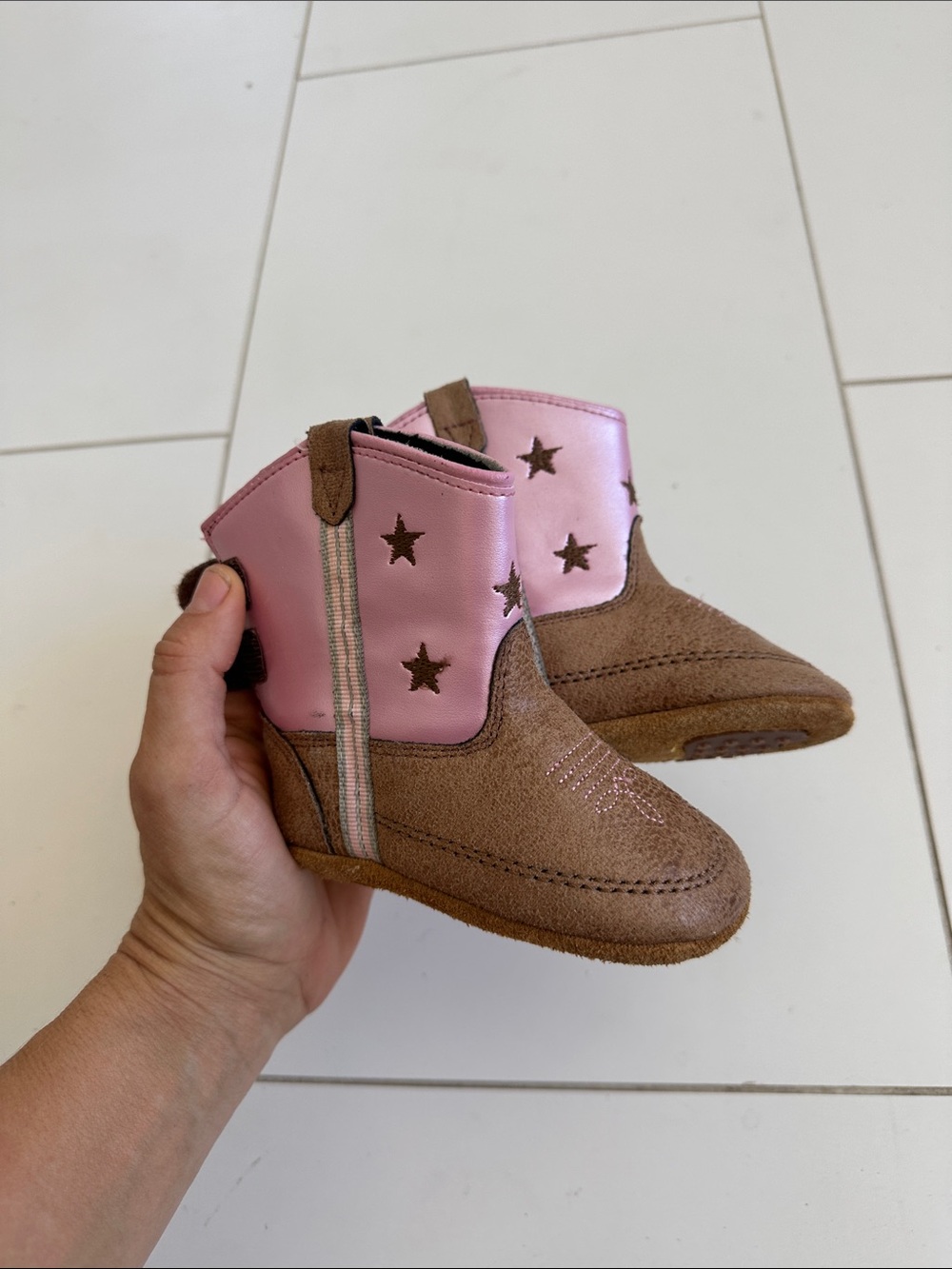 Boot barn baby Pink and Brown Western Booties - Stylish Toddler Shoes 4